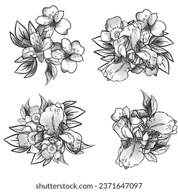Flowers set. Collection of floral elements