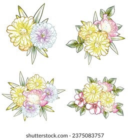 Blumengarnitur. Sammlung von Blumenelementen