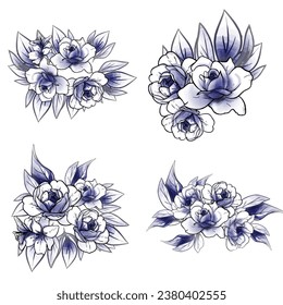 Flowers set. Collection of floral elements