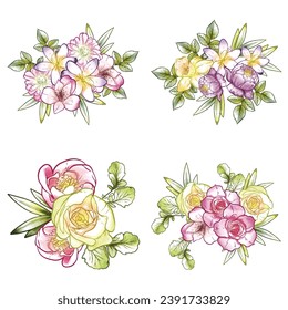 Flowers set. Collection of floral elements