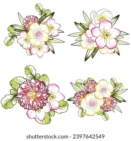Flowers set. Collection of floral elements