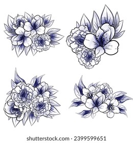 Flowers set. Collection of floral elements