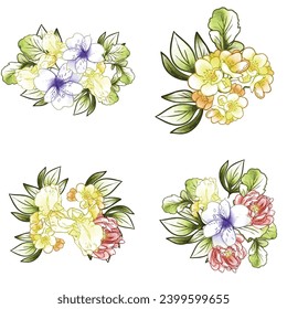 Blumengarnitur. Sammlung von Blumenelementen