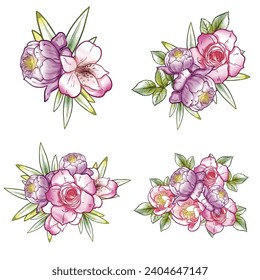 Flowers set. Collection of floral elements