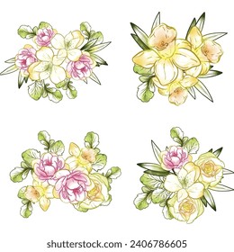 Flowers set. Collection of floral elements