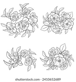 Flores puestas. Colección de elementos florales