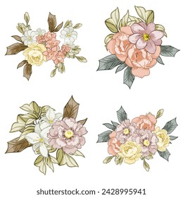 Flowers set. Collection of floral elements
