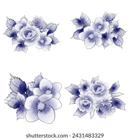 Conjunto de flores. Colección de elementos florales