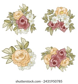 Flowers set. Collection of floral elements