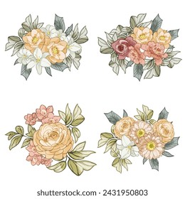 Flowers set. Collection of floral elements