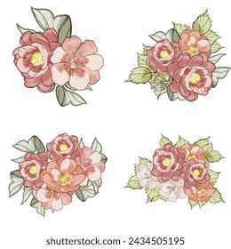 Conjunto de flores. Colección de elementos florales