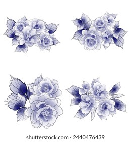 Flowers set. Collection of floral elements