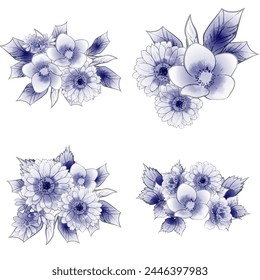 Flowers set. Collection of floral elements