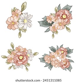 Flowers set. Collection of floral elements