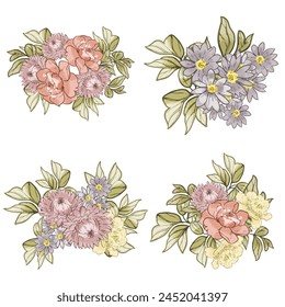Flowers set. Collection of floral elements