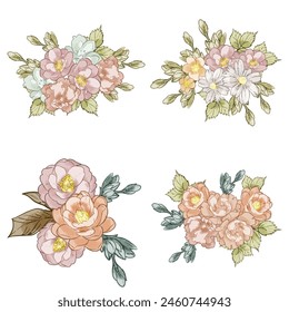 Blumen gesetzt. Kollektion von floralen Elementen