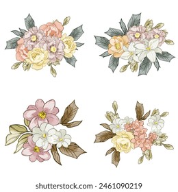 Flowers set. Collection of floral elements