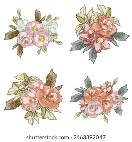 Flowers set. Collection of floral elements