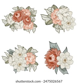 Flowers set. Collection of floral elements