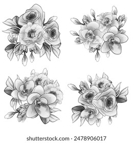 Flowers set. Collection of floral elements