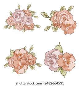 Blumen gesetzt. Kollektion von floralen Elementen