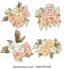 Flowers set. Collection of floral elements
