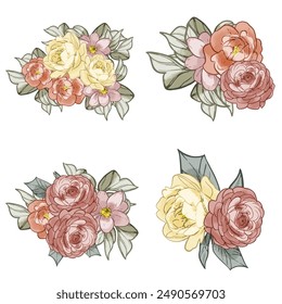 Flowers set. Collection of floral elements