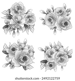 Flowers set. Collection of floral elements