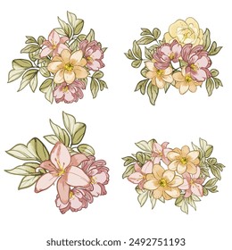 Flowers set. Collection of floral elements