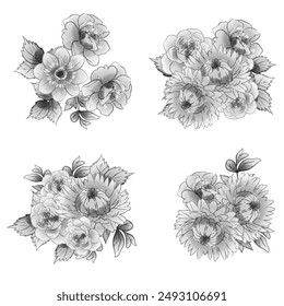 Flowers set. Collection of floral elements