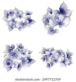 Flowers set. Collection of floral elements