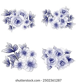 Flowers set. Collection of floral elements