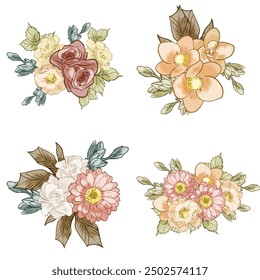 Flowers set. Collection of floral elements
