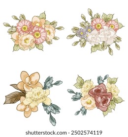 Flowers set. Collection of floral elements