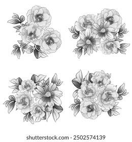 Flowers set. Collection of floral elements