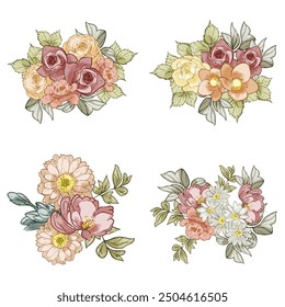 Flowers set. Collection of floral elements