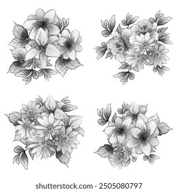 Flowers set. Collection of floral elements