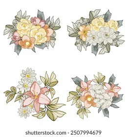 Flowers set. Collection of floral elements