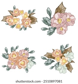 Flowers set. Collection of floral elements