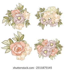 Flowers set. Collection of floral elements