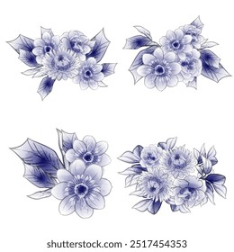 Flowers set. Collection of floral elements