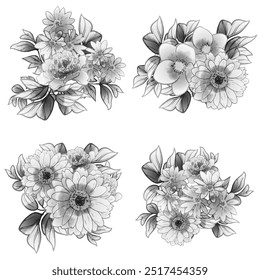 Flowers set. Collection of floral elements