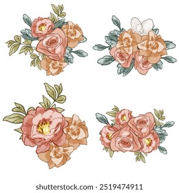Flowers set. Collection of floral elements