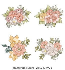 Flowers set. Collection of floral elements