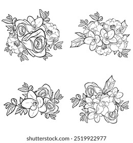 Flowers set. Collection of floral elements