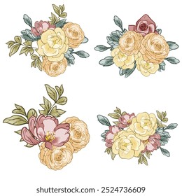 Flowers set. Collection of floral elements