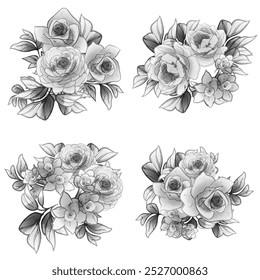 Flowers set. Collection of floral elements