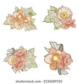 Flowers set. Collection of floral elements