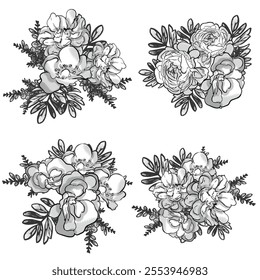 Flowers set. Collection of floral elements