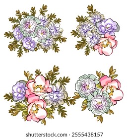 Flowers set. Collection of floral elements